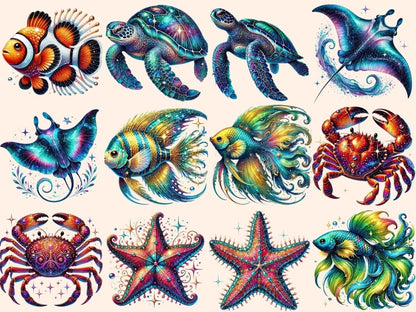 Marine Life (P2) Clipart aquatic icons - Wonders Artist