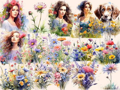 Meadow Flowers Watercolor Clipart california flower - Wonders Artist