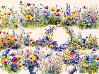 Meadow Flowers Watercolor Clipart california flower - Wonders Artist