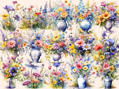 Meadow Flowers Watercolor Clipart california flower - Wonders Artist