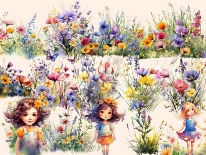 Meadow Flowers Watercolor Clipart california flower - Wonders Artist