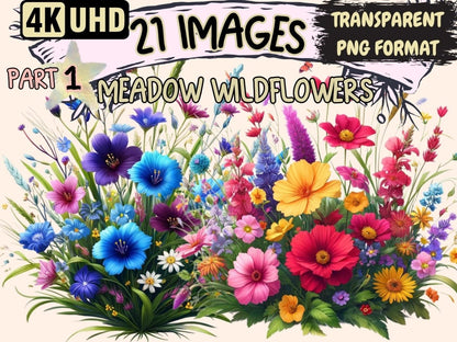Meadow Wildflowers Clipart Cute wildflower art - Wonders Artist