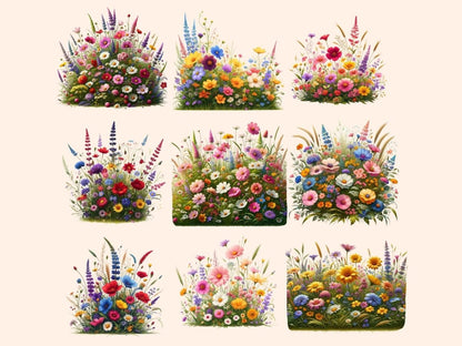 Meadow Wildflowers Clipart Cute wildflower art - Wonders Artist
