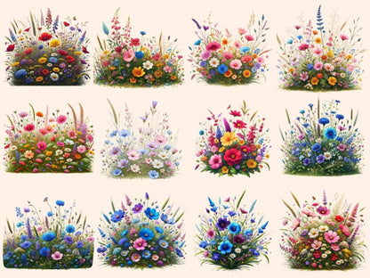 Meadow Wildflowers Clipart Cute wildflower art - Wonders Artist