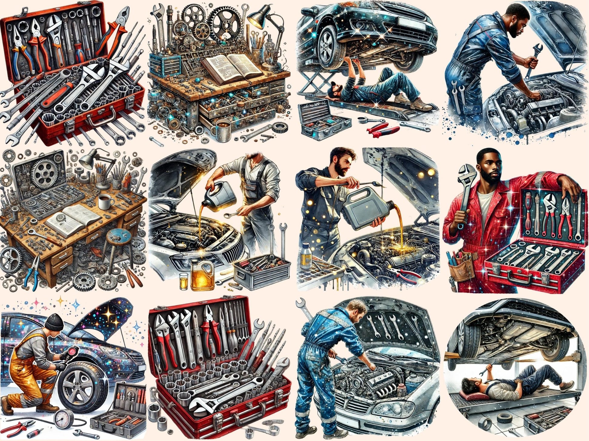 Mechanics Clipart - High - Quality Instant Digital Download for Creative Projects