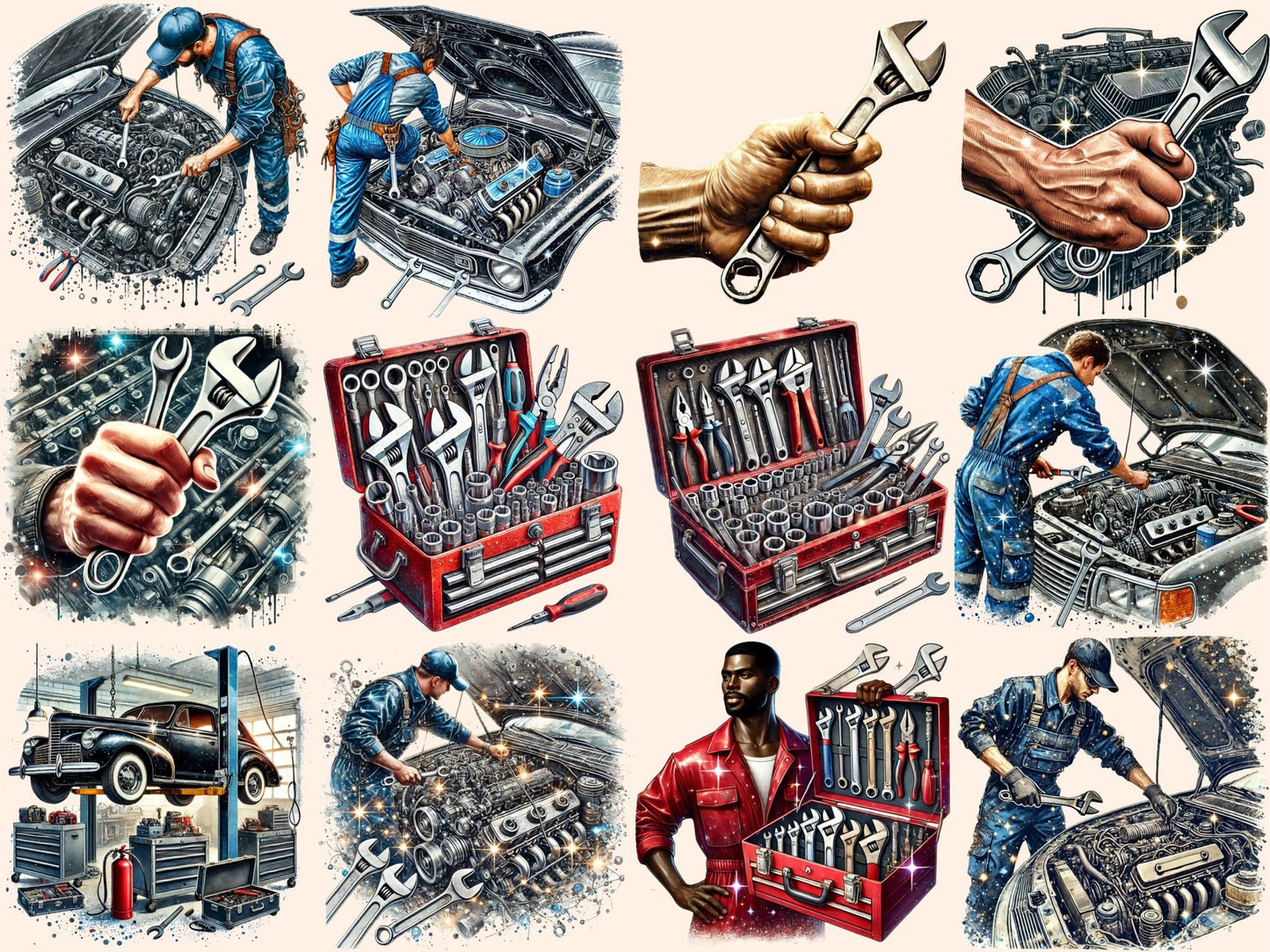 Mechanics Clipart - High - Quality Instant Digital Download for Creative Projects