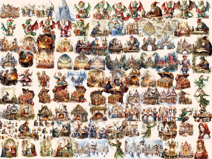 Medieval Christmas Watercolor Clipart antique christmas - Wonders Artist