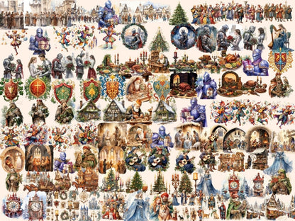 Medieval Christmas Watercolor Clipart antique christmas - Wonders Artist