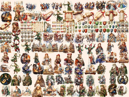 Medieval Christmas Watercolor Clipart antique christmas - Wonders Artist