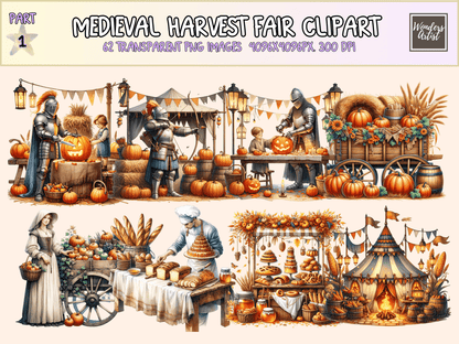 Medieval Harvest Fair Clipart All Bundles Clipart Line Art - WondersArtist