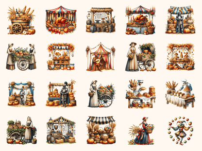 Medieval Harvest Fair Clipart All Bundles Clipart Line Art - WondersArtist