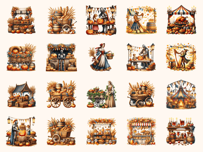 Medieval Harvest Fair Clipart All Bundles Clipart Line Art - WondersArtist