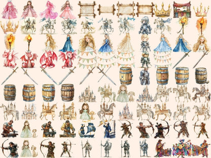 Medieval Town Watercolor Clipart ancient clipart - Wonders Artist