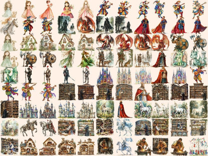 Medieval Town Watercolor Clipart ancient clipart - Wonders Artist