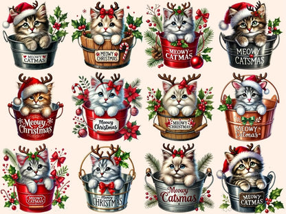 Meowy Christmas Clipart Cat Christmas Print - Wonders Artist