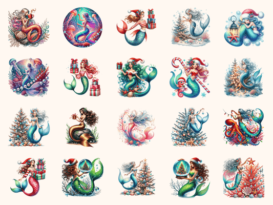 Mermaid Christmas Clipart