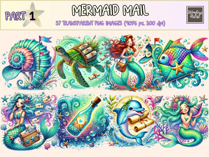 Mermaid Mail Clipart aquatic mail png magical mail png mermaid clipart - WondersArtist