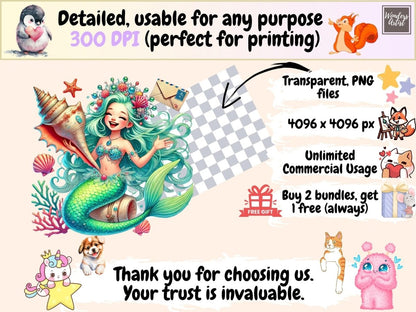 Mermaid Mail Clipart aquatic mail png magical mail png mermaid clipart - WondersArtist
