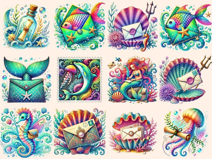 Mermaid Mail Clipart aquatic mail png magical mail png mermaid clipart - WondersArtist