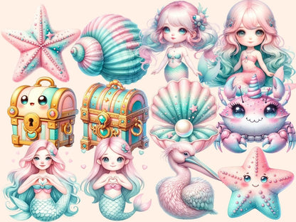 Mermaids Clipart cute little mermaid - Wonders Artist