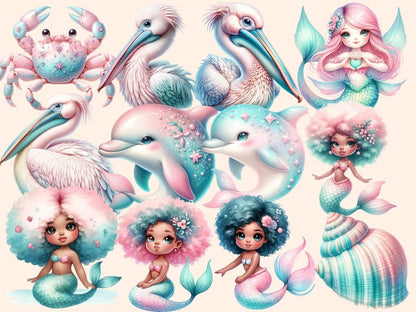 Mermaids Clipart cute little mermaid - Wonders Artist