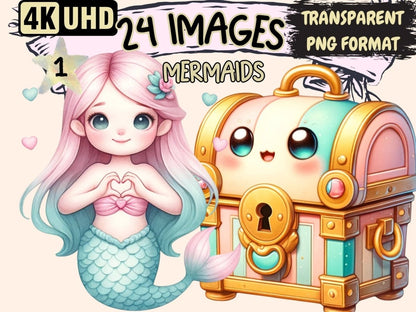 Mermaids Clipart cute little mermaid - Wonders Artist