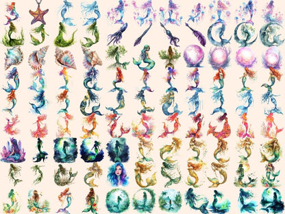 Mermaids Watercolor Clipart fairy tale clipart - Wonders Artist