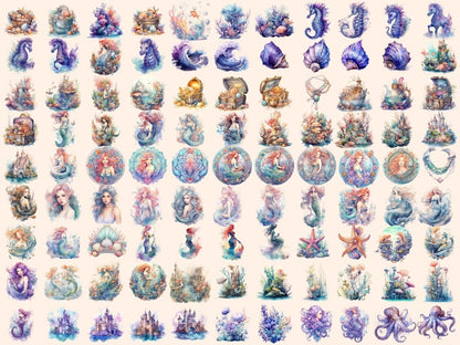 Mermaids Watercolor Clipart fairy tale clipart - Wonders Artist