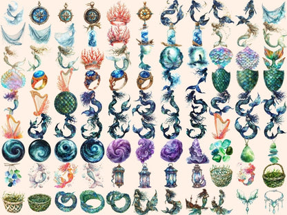 Mermaids Watercolor Clipart fairy tale clipart - Wonders Artist