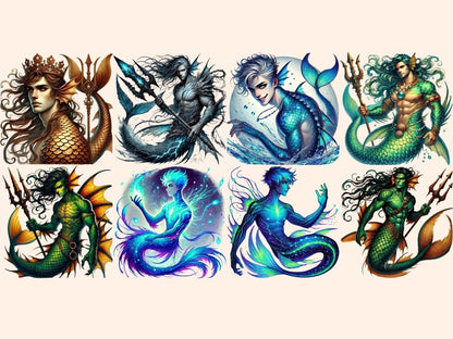 Mermen Clipart aquatic clipart - Wonders Artist