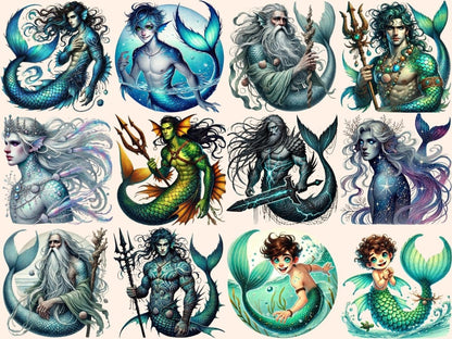 Mermen Clipart aquatic clipart - Wonders Artist