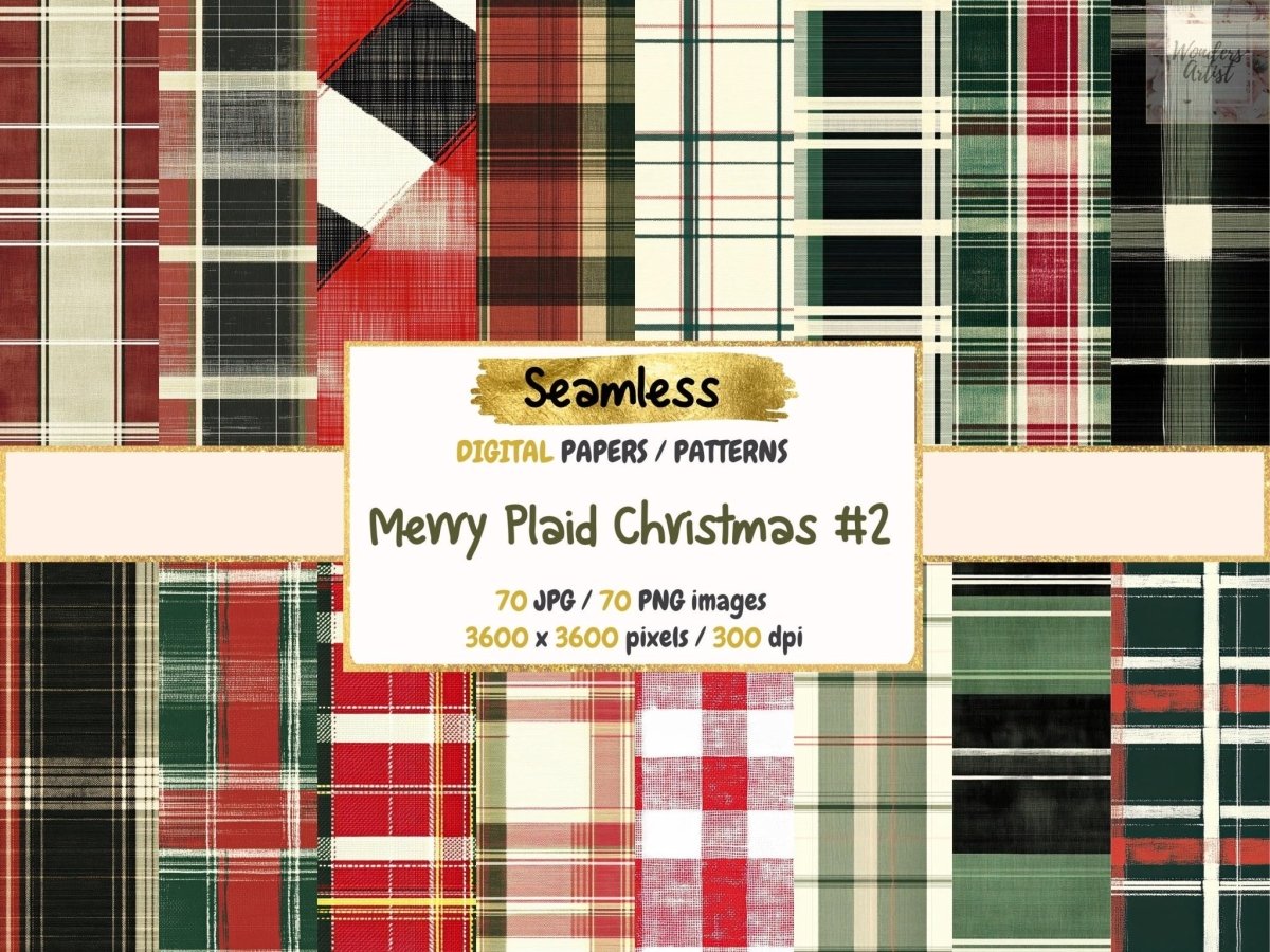 Merry Plaid Christmas #2 Seamless Digital Paper christmas seamless - Wonders Artist