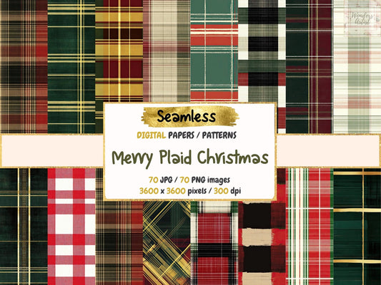 Merry Plaid Christmas Seamless Digital Paper - High - Quality Instant Digital Download for Creative Projects