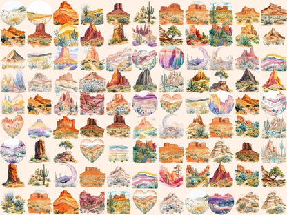 Mesas & Buttes Watercolor Clipart Buttes PNG Art - Wonders Artist