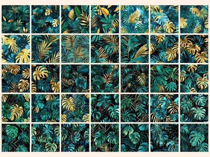 Metallic Tropics Seamless Digital Paper Exotic Metal Art - Wonders Artist