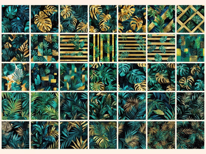 Metallic Tropics Seamless Digital Paper Exotic Metal Art - Wonders Artist