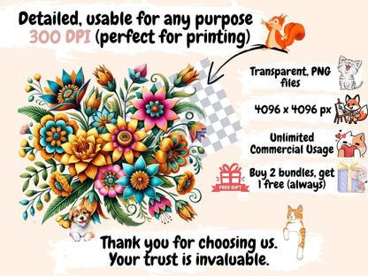 Mexican Flowers Clipart Cute flower art - Wonders Artist