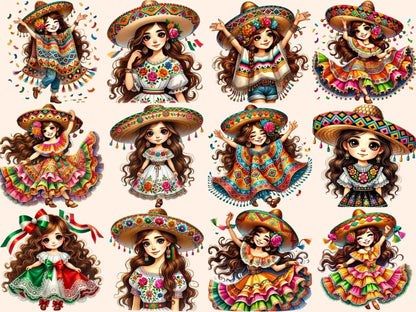 Mexican Girls Clipart Cute girl art - Wonders Artist