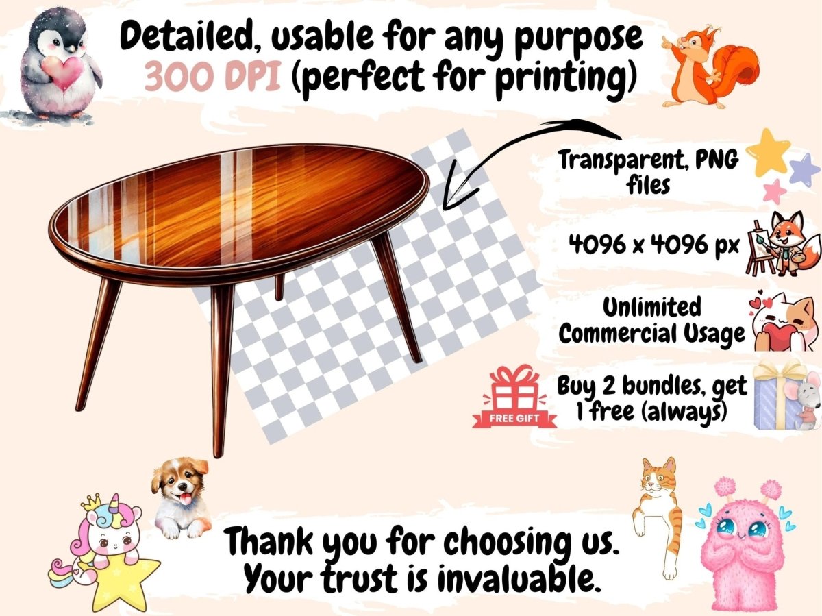 Mid - Century Modern Interior Clipart 1950s style art - Wonders Artist