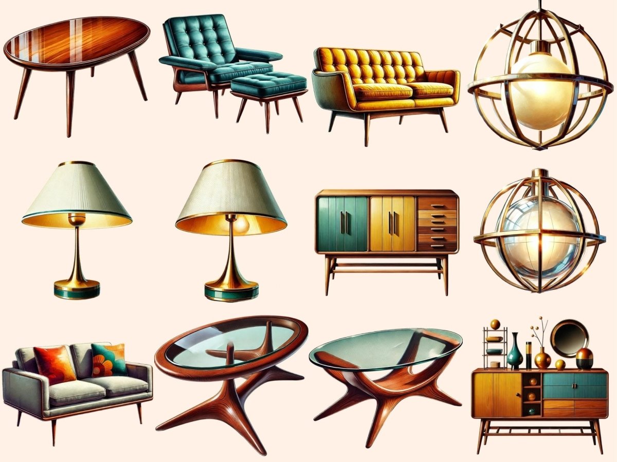 Mid - Century Modern Interior Clipart 1950s style art - Wonders Artist