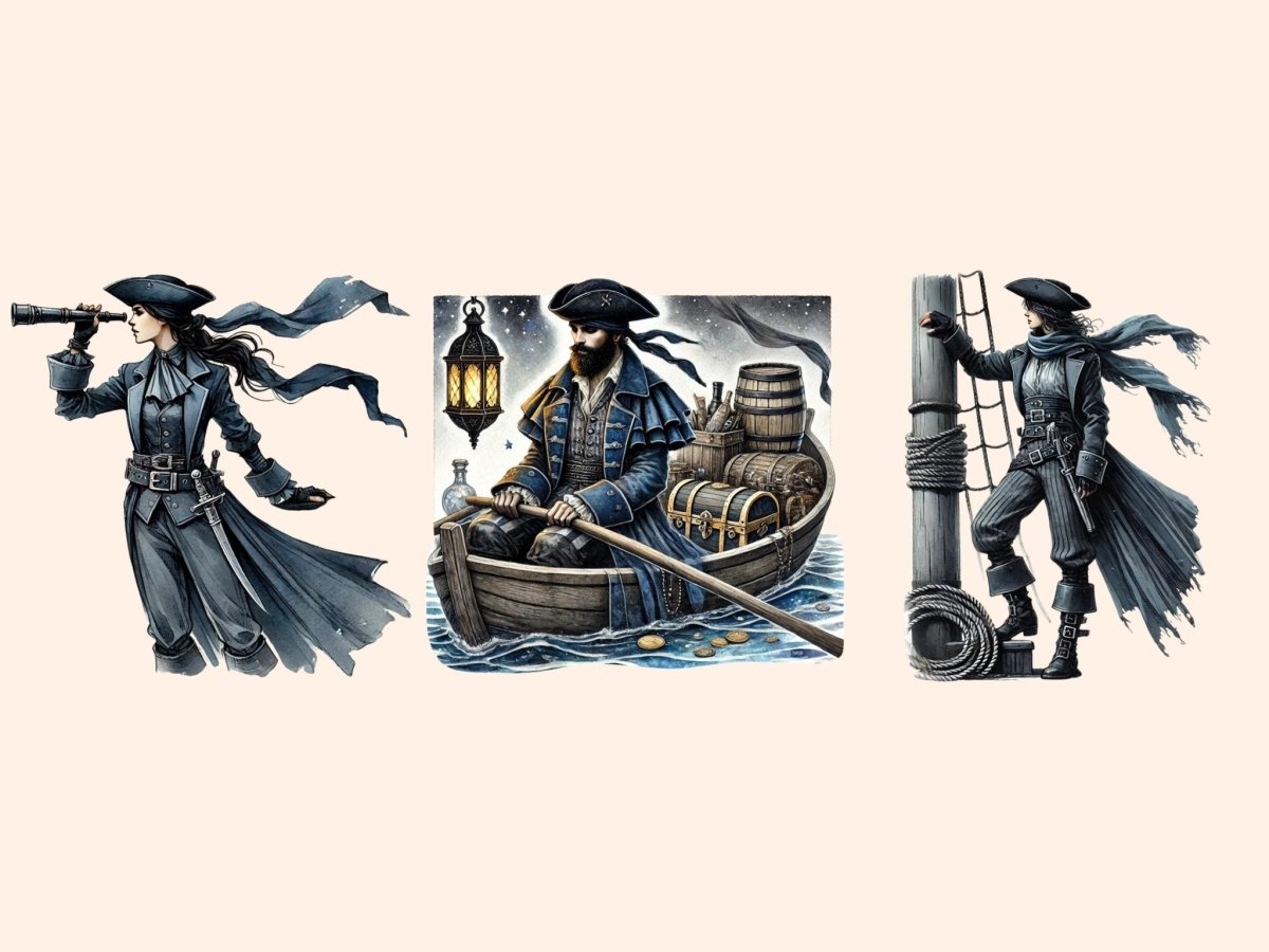 Midnight Blue Pirates Clipart blue pirate clipart dark pirate art dark pirate clipart - WondersArtist