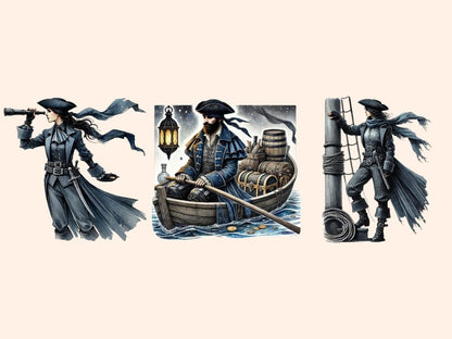 Midnight Blue Pirates Clipart blue pirate clipart dark pirate art dark pirate clipart - WondersArtist