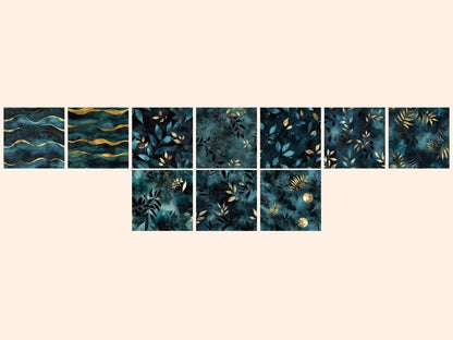 Midnight Lagoon Seamless Digital Paper Aquatic Night Print - Wonders Artist