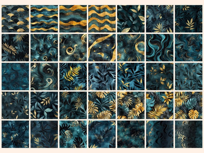 Midnight Lagoon Seamless Digital Paper Aquatic Night Print - Wonders Artist