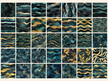 Midnight Lagoon Seamless Digital Paper Aquatic Night Print - Wonders Artist