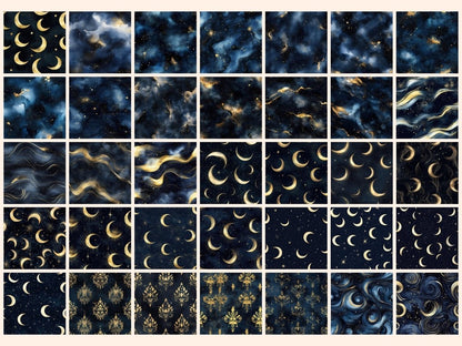 Midnight Symphony Seamless Digital Paper Celestial Paper - Wonders Artist