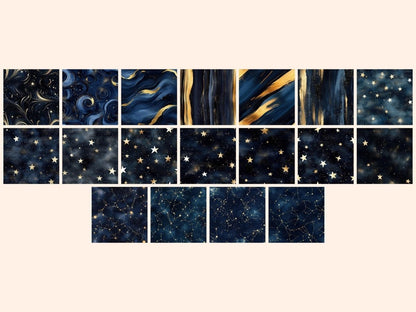 Midnight Symphony Seamless Digital Paper Celestial Paper - Wonders Artist