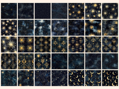 Midnight Symphony Seamless Digital Paper Celestial Paper - Wonders Artist