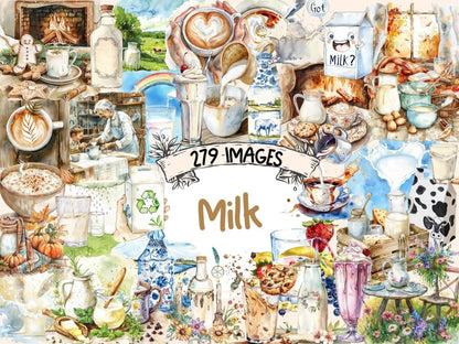 Milk Watercolor Clipart dairy clipart - Wonders Artist