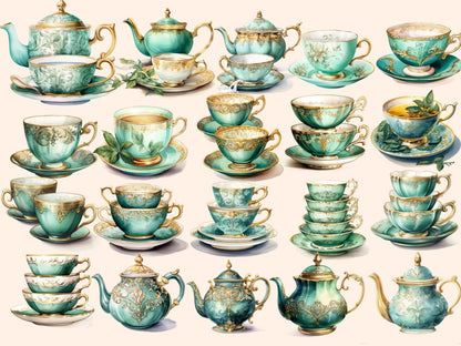 Mint Tea Watercolor Clipart green tea clipart - Wonders Artist